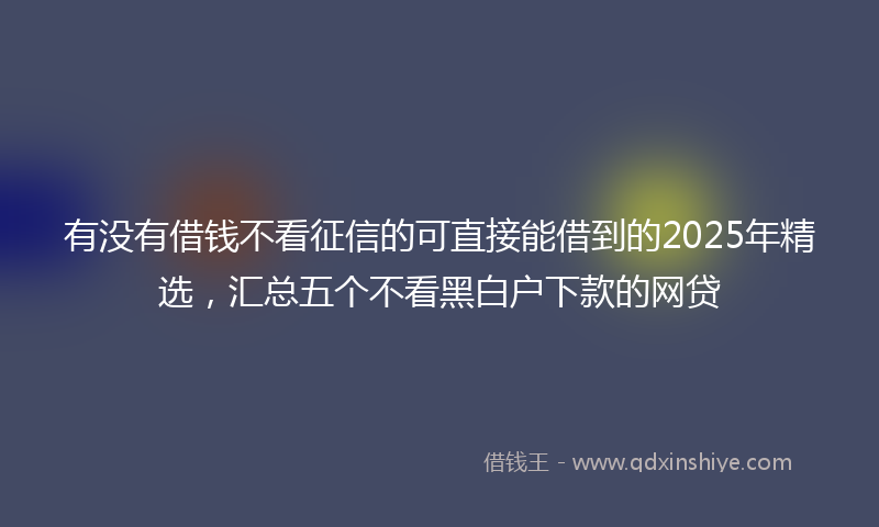 有没有借钱不看征信的可直接能借到的2025年精选，汇总五个不看黑白户下款的网贷