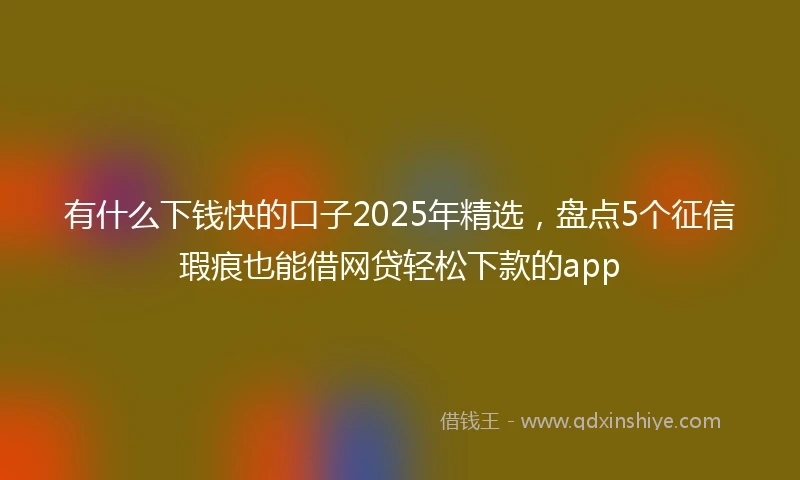 有什么下钱快的口子2025年精选，盘点5个征信瑕疵也能借网贷轻松下款的app