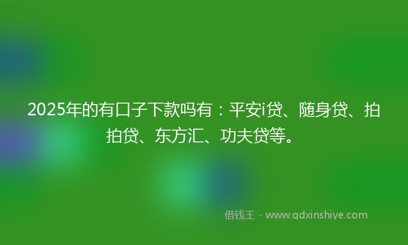 2025年的有口子下款吗有：平安i贷、随身贷、拍拍贷、东方汇、功夫贷等。