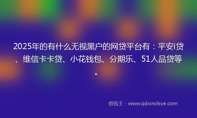 2025年的有什么无视黑户的网贷平台有：平安i贷、维信卡卡贷、小花钱包、分期乐、51人品贷等。