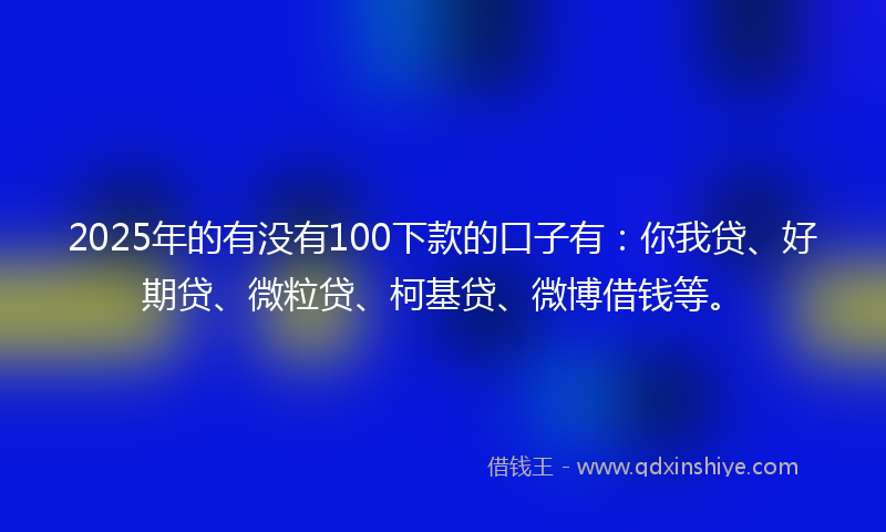 2025年的有没有100下款的口子有：你我贷、好期贷、微粒贷、柯基贷、微博借钱等。
