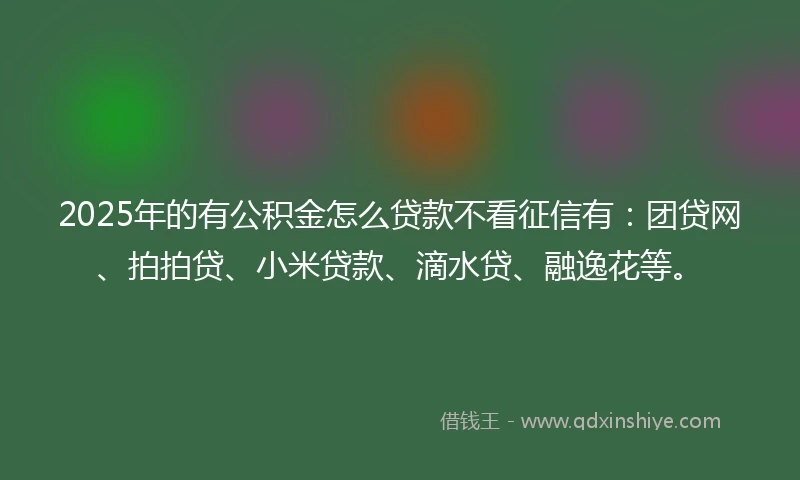 2025年的有公积金怎么贷款不看征信有：团贷网、拍拍贷、小米贷款、滴水贷、融逸花等。