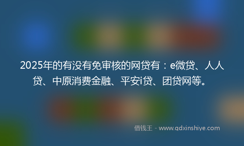 2025年的有没有免审核的网贷有：e微贷、人人贷、中原消费金融、平安i贷、团贷网等。