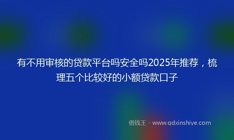 有不用审核的贷款平台吗安全吗2025年推荐，梳理五个比较好的小额贷款口子