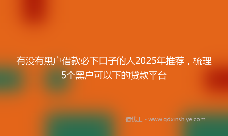 有没有黑户借款必下口子的人2025年推荐，梳理5个黑户可以下的贷款平台
