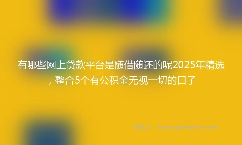 有哪些网上贷款平台是随借随还的呢2025年精选，整合5个有公积金无视一切的口子