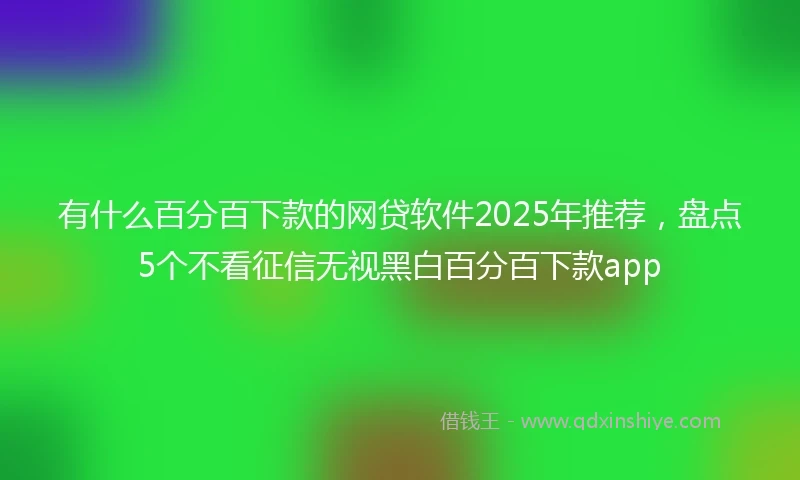 有什么百分百下款的网贷软件2025年推荐，盘点5个不看征信无视黑白百分百下款app