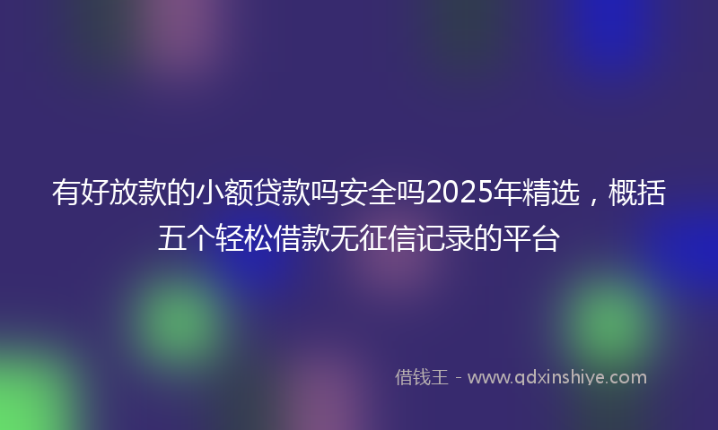 有好放款的小额贷款吗安全吗2025年精选，概括五个轻松借款无征信记录的平台