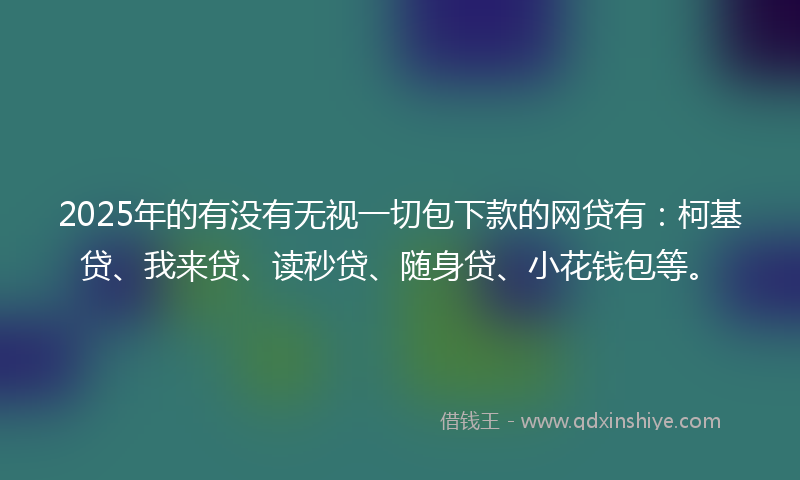 2025年的有没有无视一切包下款的网贷有：柯基贷、我来贷、读秒贷、随身贷、小花钱包等。