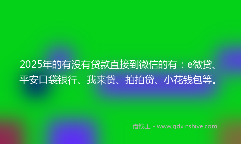 2025年的有没有贷款直接到微信的有：e微贷、平安口袋银行、我来贷、拍拍贷、小花钱包等。