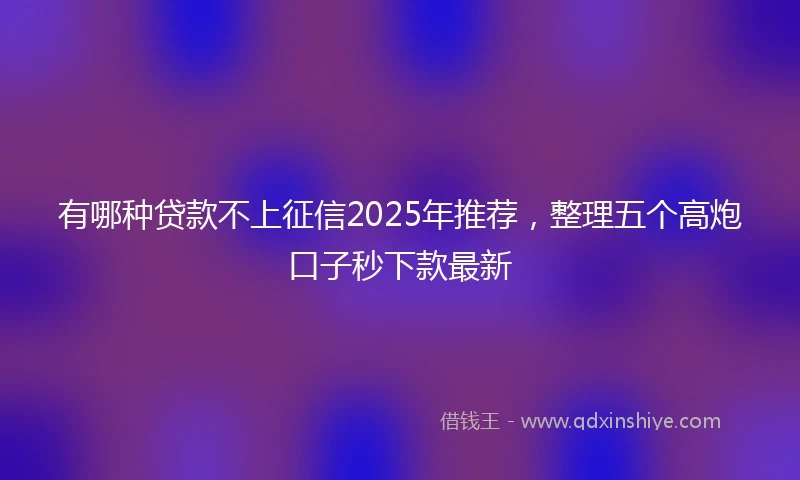 有哪种贷款不上征信2025年推荐，整理五个高炮口子秒下款最新