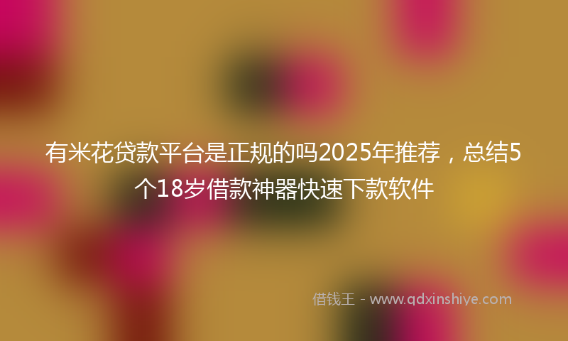 有米花贷款平台是正规的吗2025年推荐，总结5个18岁借款神器快速下款软件