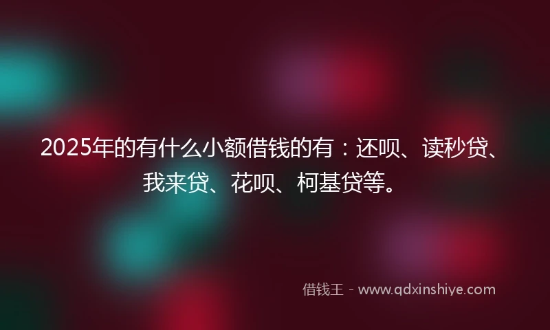 2025年的有什么小额借钱的有：还呗、读秒贷、我来贷、花呗、柯基贷等。