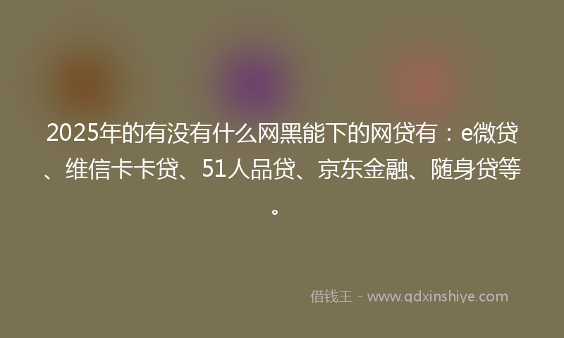 2025年的有没有什么网黑能下的网贷有：e微贷、维信卡卡贷、51人品贷、京东金融、随身贷等。