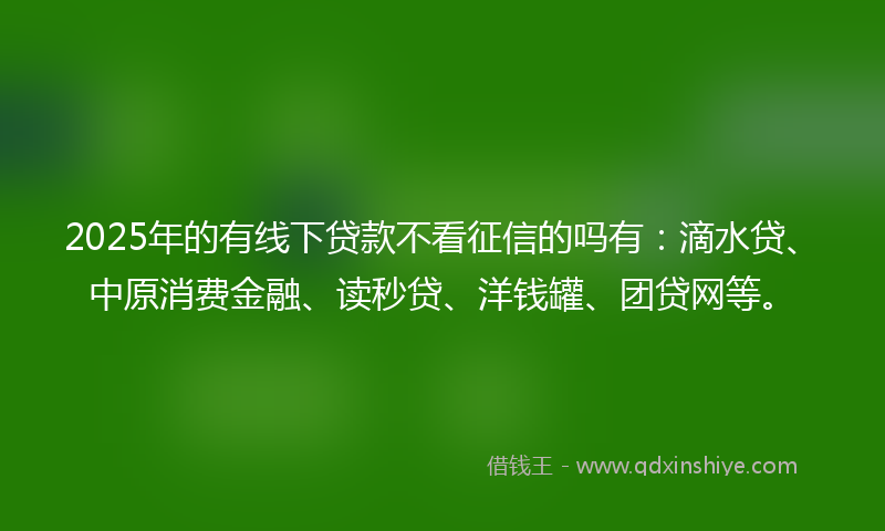 2025年的有线下贷款不看征信的吗有：滴水贷、中原消费金融、读秒贷、洋钱罐、团贷网等。