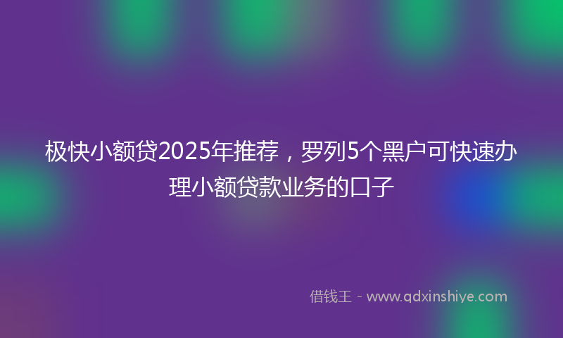 极快小额贷2025年推荐,罗列5个黑户可快速办理小额贷款业务的口子