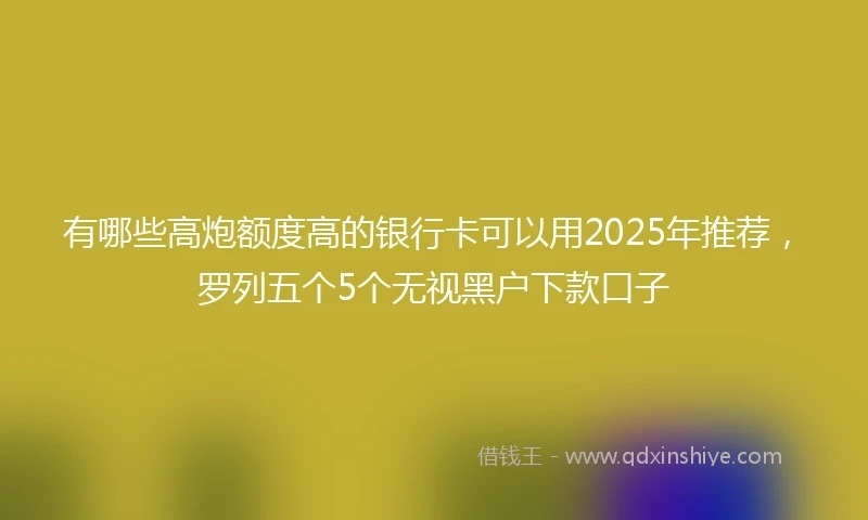 有哪些高炮额度高的银行卡可以用2025年推荐，罗列五个5个无视黑户下款口子