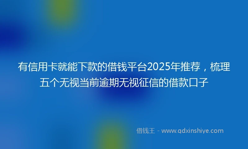 有信用卡就能下款的借钱平台2025年推荐，梳理五个无视当前逾期无视征信的借款口子