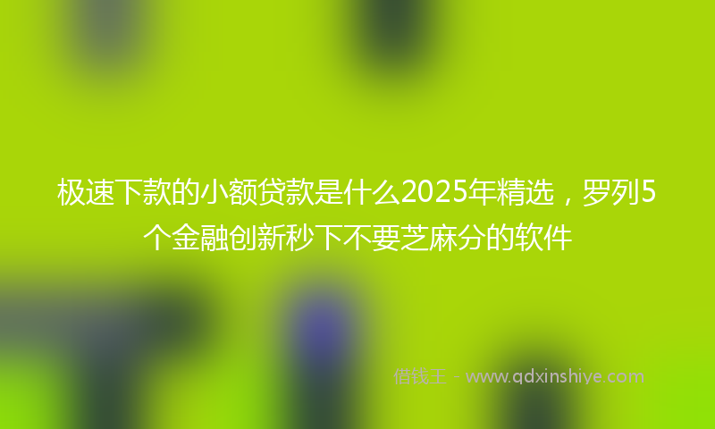 极速下款的小额贷款是什么2025年精选，罗列5个金融创新秒下不要芝麻分的软件