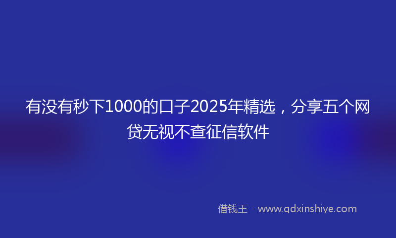 有没有秒下1000的口子2025年精选，分享五个网贷无视不查征信软件