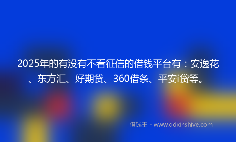 2025年的有没有不看征信的借钱平台有：安逸花、东方汇、好期贷、360借条、平安i贷等。