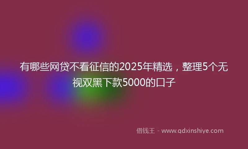 有哪些网贷不看征信的2025年精选，整理5个无视双黑下款5000的口子
