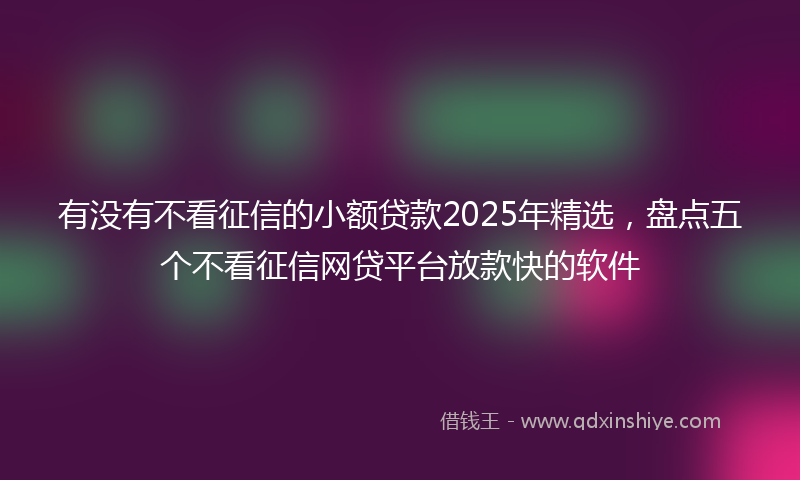 有没有不看征信的小额贷款2025年精选，盘点五个不看征信网贷平台放款快的软件
