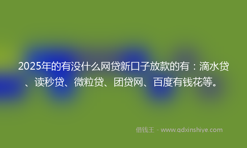 2025年的有没什么网贷新口子放款的有：滴水贷、读秒贷、微粒贷、团贷网、百度有钱花等。