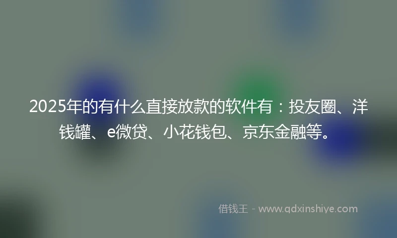 2025年的有什么直接放款的软件有：投友圈、洋钱罐、e微贷、小花钱包、京东金融等。