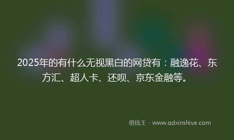 2025年的有什么无视黑白的网贷有：融逸花、东方汇、超人卡、还呗、京东金融等。