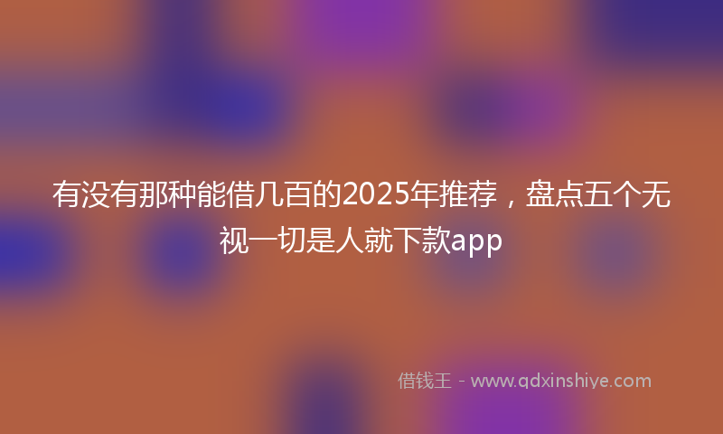 有没有那种能借几百的2025年推荐，盘点五个无视一切是人就下款app