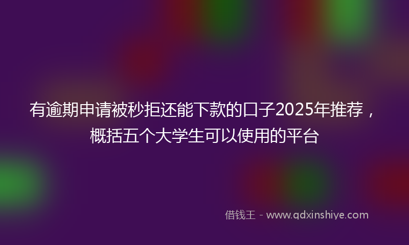 有逾期申请被秒拒还能下款的口子2025年推荐，概括五个大学生可以使用的平台