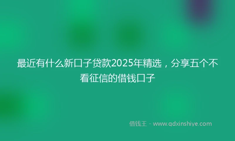 最近有什么新口子贷款2025年精选,分享五个不看征信的借钱口子