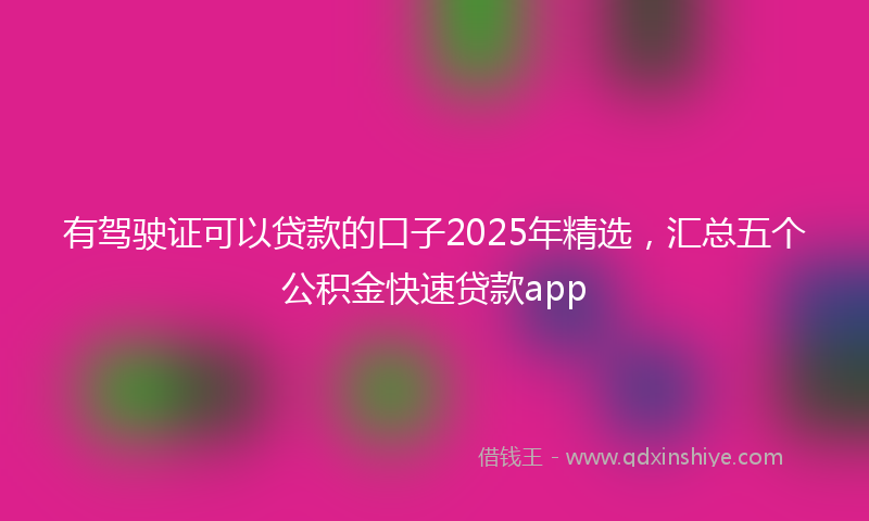 有驾驶证可以贷款的口子2025年精选，汇总五个公积金快速贷款app