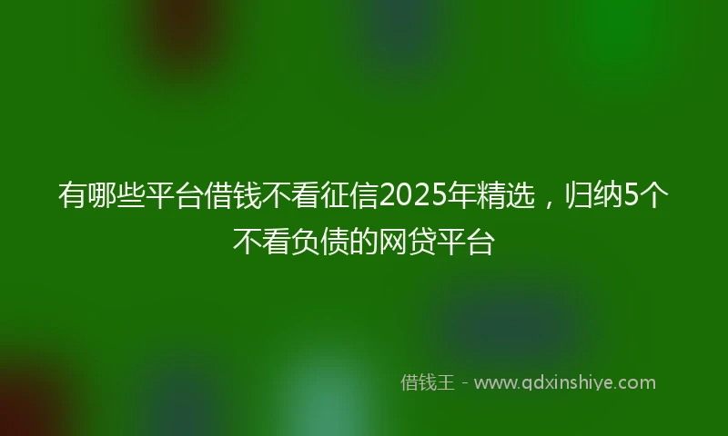 有哪些平台借钱不看征信2025年精选，归纳5个不看负债的网贷平台