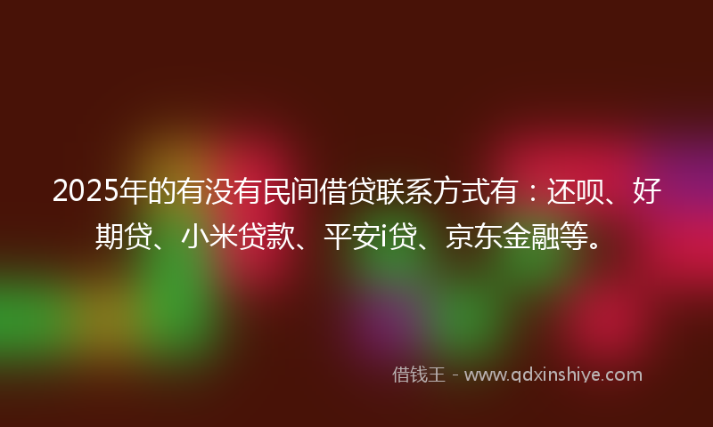 2025年的有没有民间借贷联系方式有：还呗、好期贷、小米贷款、平安i贷、京东金融等。