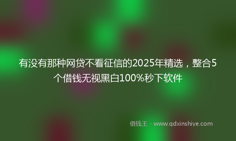 有没有那种网贷不看征信的2025年精选，整合5个借钱无视黑白100%秒下软件
