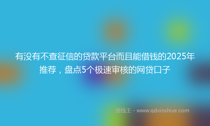 有没有不查征信的贷款平台而且能借钱的2025年推荐，盘点5个极速审核的网贷口子