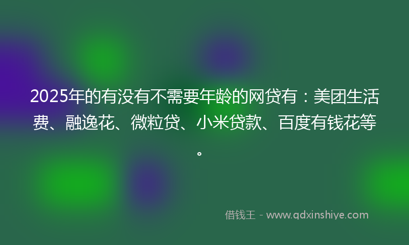 2025年的有没有不需要年龄的网贷有：美团生活费、融逸花、微粒贷、小米贷款、百度有钱花等。
