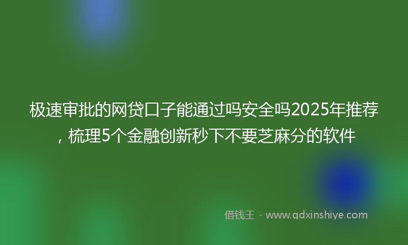 极速审批的网贷口子能通过吗安全吗2025年推荐，梳理5个金融创新秒下不要芝麻分的软件