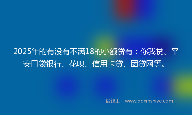2025年的有没有不满18的小额贷有：你我贷、平安口袋银行、花呗、信用卡贷、团贷网等。