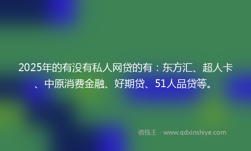 2025年的有没有私人网贷的有：东方汇、超人卡、中原消费金融、好期贷、51人品贷等。