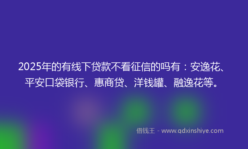 2025年的有线下贷款不看征信的吗有：安逸花、平安口袋银行、惠商贷、洋钱罐、融逸花等。