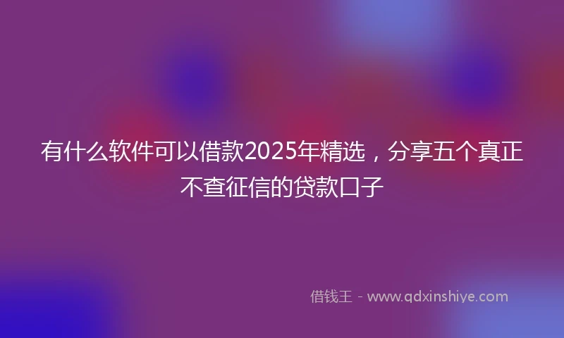 有什么软件可以借款2025年精选，分享五个真正不查征信的贷款口子