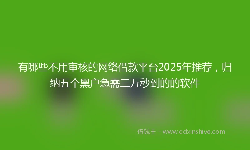 有哪些不用审核的网络借款平台2025年推荐，归纳五个黑户急需三万秒到的的软件