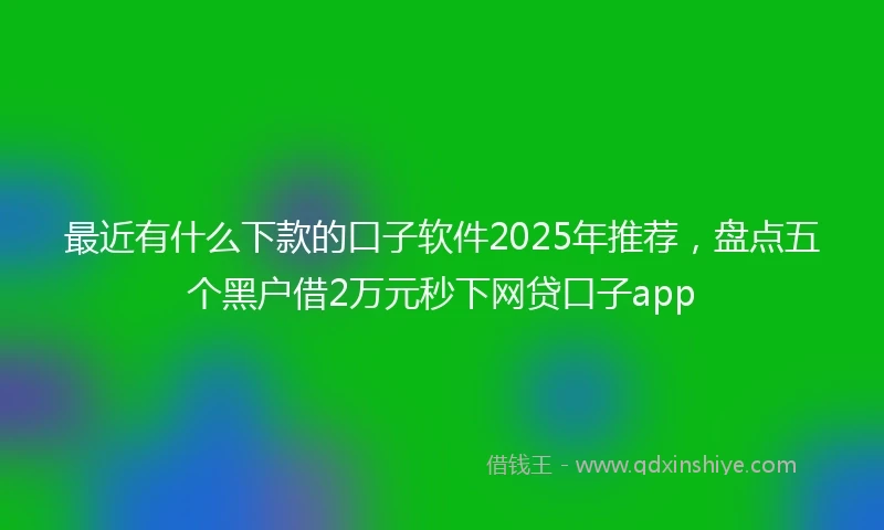 最近有什么下款的口子软件2025年推荐，盘点五个黑户借2万元秒下网贷口子app