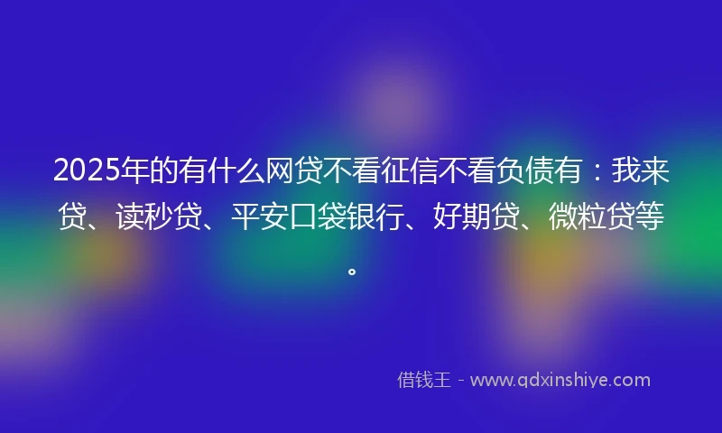 2025年的有什么网贷不看征信不看负债有：我来贷、读秒贷、平安口袋银行、好期贷、微粒贷等。