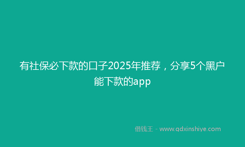 有社保必下款的口子2025年推荐，分享5个黑户能下款的app