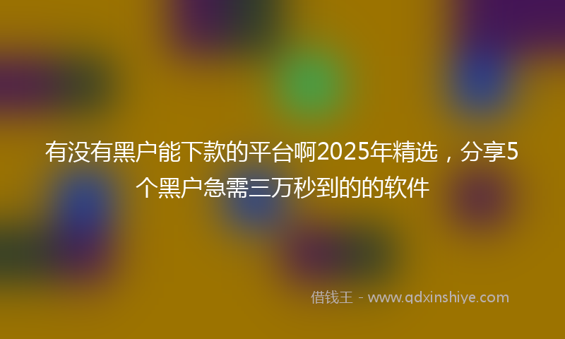 有没有黑户能下款的平台啊2025年精选，分享5个黑户急需三万秒到的的软件