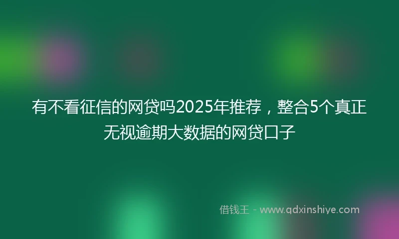 有不看征信的网贷吗2025年推荐，整合5个真正无视逾期大数据的网贷口子